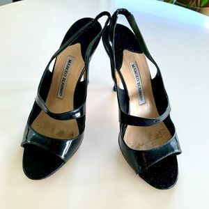 Manolo Blahnik Patent Leather Sling-back Sandal